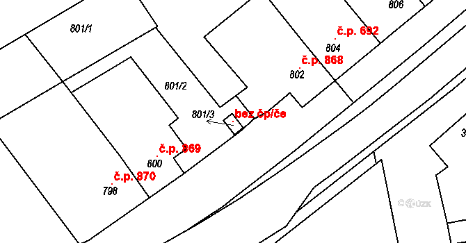 Svatobořice-Mistřín 118603906 na parcele st. 801/3 v KÚ Mistřín, Katastrální mapa