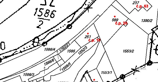 Chloudov 18, Koberovy na parcele st. 251 v KÚ Koberovy, Katastrální mapa