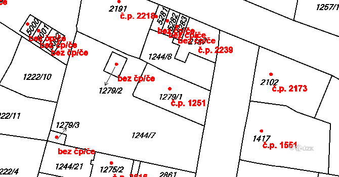 Jablonec nad Nisou 1251 na parcele st. 1279/1 v KÚ Jablonec nad Nisou, Katastrální mapa
