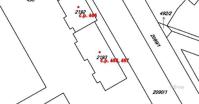 Lyžbice 467,468, Třinec na parcele st. 2193 v KÚ Lyžbice, Katastrální mapa