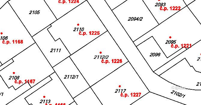 Bzenec 1226 na parcele st. 2112/2 v KÚ Bzenec, Katastrální mapa