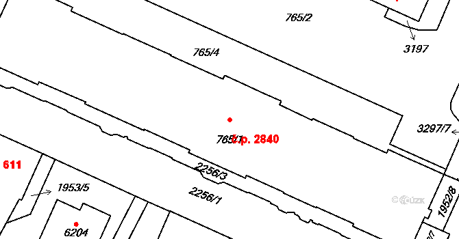 Šumperk 2840 na parcele st. 765/1 v KÚ Šumperk, Katastrální mapa