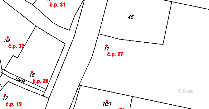 Libichov 27, Dobrovice na parcele st. 11 v KÚ Libichov, Katastrální mapa