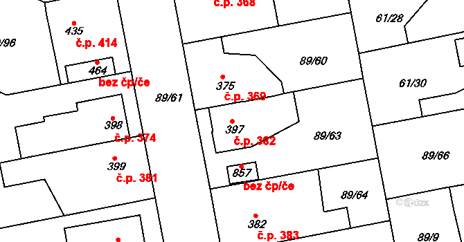 Litol 382, Lysá nad Labem na parcele st. 397 v KÚ Litol, Katastrální mapa