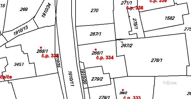 Předměstí 334, Svitavy na parcele st. 266/1 v KÚ Svitavy-předměstí, Katastrální mapa