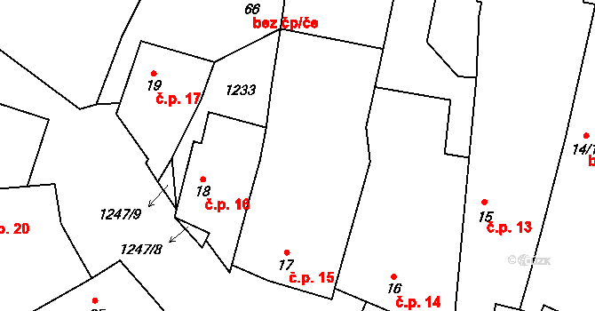 Černětice 15, Volyně na parcele st. 17 v KÚ Černětice, Katastrální mapa