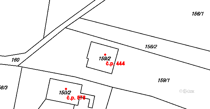 Řepiště 444 na parcele st. 159/2 v KÚ Řepiště, Katastrální mapa