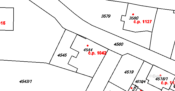 Česká Lípa 1042 na parcele st. 4544 v KÚ Česká Lípa, Katastrální mapa