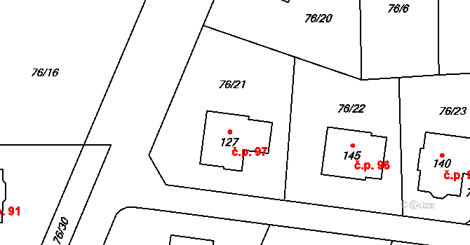 Kochovice 97, Hoštka na parcele st. 127 v KÚ Kochovice, Katastrální mapa