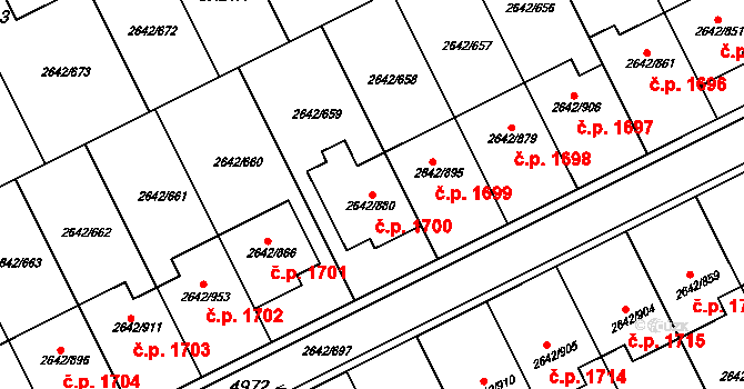 Kuřim 1700 na parcele st. 2642/880 v KÚ Kuřim, Katastrální mapa