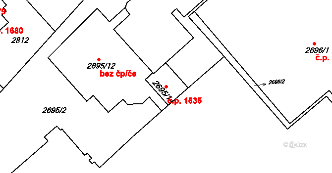 Znojmo 1535 na parcele st. 2695/14 v KÚ Znojmo-město, Katastrální mapa