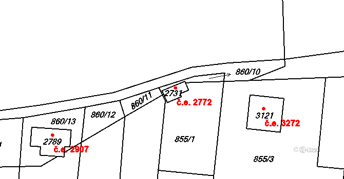 Litice 2772, Plzeň na parcele st. 2731 v KÚ Valcha, Katastrální mapa