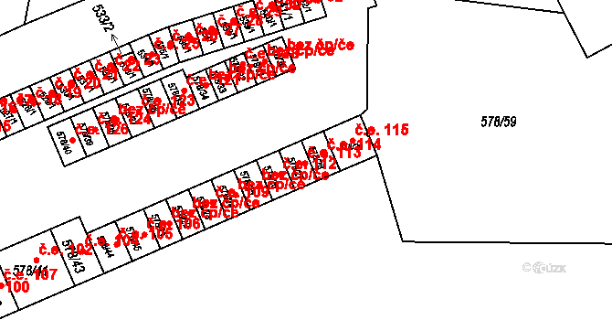 Sokolnice 113 na parcele st. 578/27 v KÚ Sokolnice, Katastrální mapa