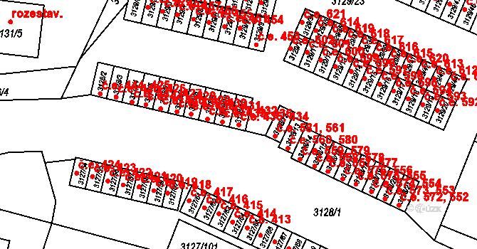 Bystřice nad Pernštejnem 434,435 na parcele st. 3128/11 v KÚ Bystřice nad Pernštejnem, Katastrální mapa