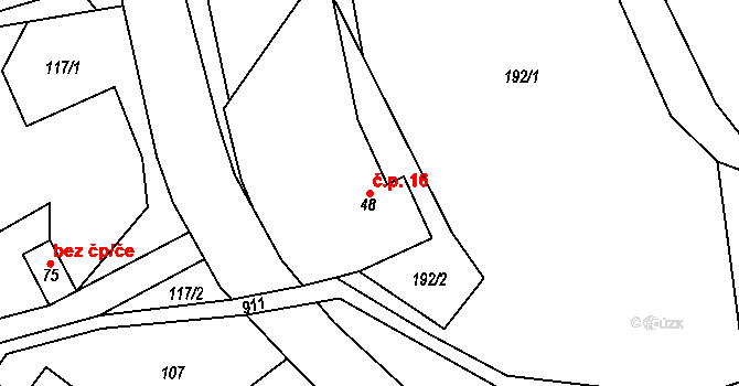 Trhonice 16, Jimramov na parcele st. 48 v KÚ Trhonice, Katastrální mapa