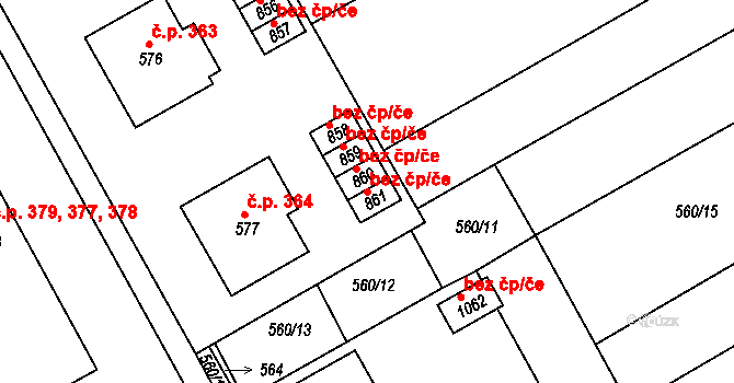 Slavičín 38882906 na parcele st. 861 v KÚ Slavičín, Katastrální mapa
