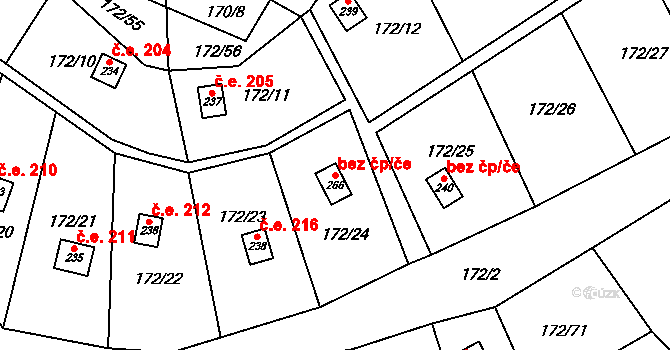 Heroltice 209 na parcele st. 266 v KÚ Heroltice u Tišnova, Katastrální mapa