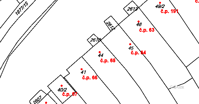 Hrádek na Vlárské dráze 65, Slavičín na parcele st. 44 v KÚ Hrádek na Vlárské dráze, Katastrální mapa