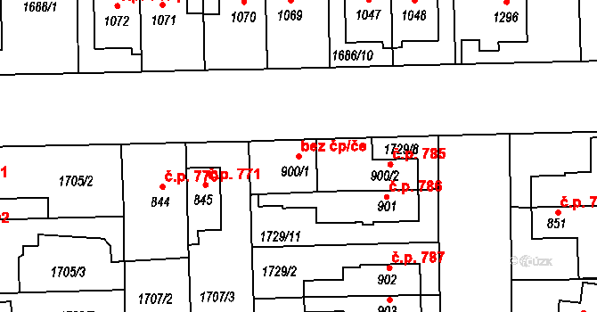 Ústí nad Orlicí 41855906 na parcele st. 900/1 v KÚ Ústí nad Orlicí, Katastrální mapa