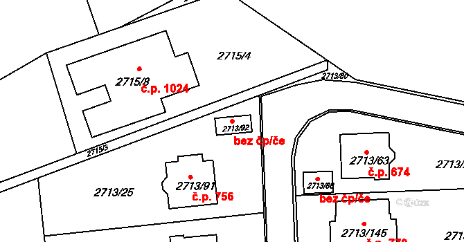 Brno 41884906 na parcele st. 2713/92 v KÚ Žebětín, Katastrální mapa
