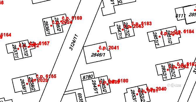 Zlín 2041 na parcele st. 2846/1 v KÚ Zlín, Katastrální mapa
