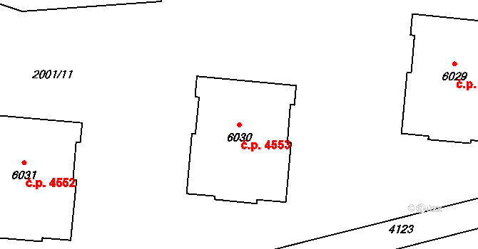Zlín 4553 na parcele st. 6030 v KÚ Zlín, Katastrální mapa