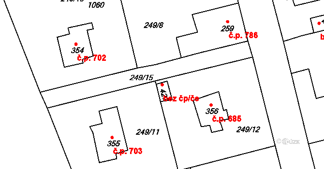 Rudná 43070906 na parcele st. 427 v KÚ Hořelice, Katastrální mapa