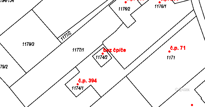 Ostrava 43863906 na parcele st. 1174/2 v KÚ Krásné Pole, Katastrální mapa