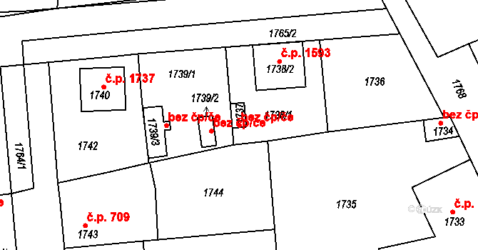 Kladno 44424906 na parcele st. 1737 v KÚ Motyčín, Katastrální mapa