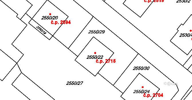 Předměstí 2715, Opava na parcele st. 2550/22 v KÚ Opava-Předměstí, Katastrální mapa