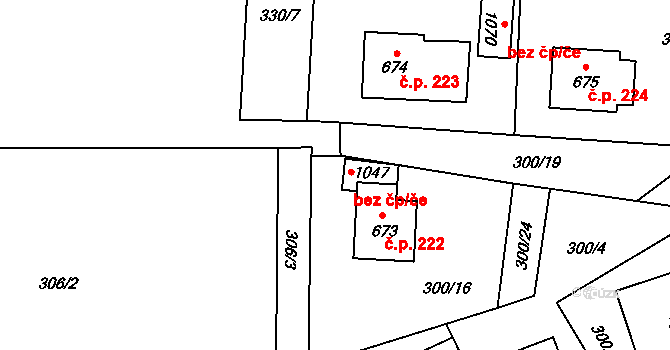 Dolní Lomná 46345906 na parcele st. 1047 v KÚ Dolní Lomná, Katastrální mapa