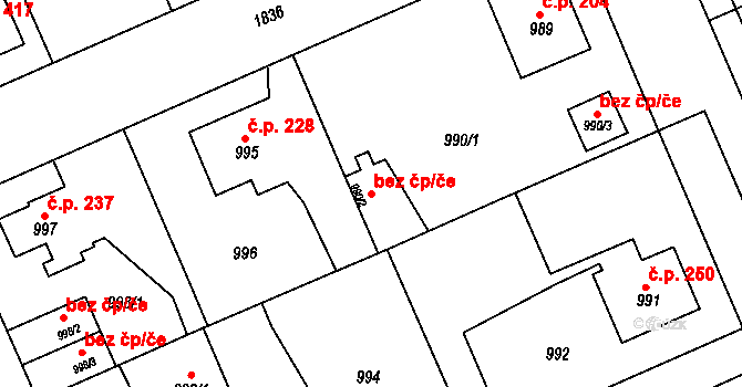 Plzeň 48162906 na parcele st. 990/2 v KÚ Bručná, Katastrální mapa