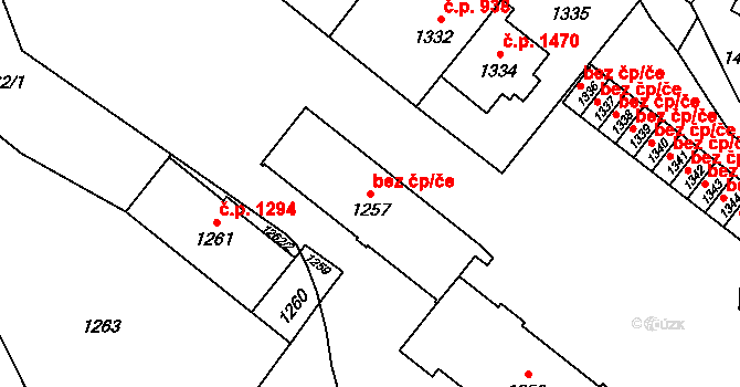 Vsetín 48295906 na parcele st. 1257 v KÚ Vsetín, Katastrální mapa