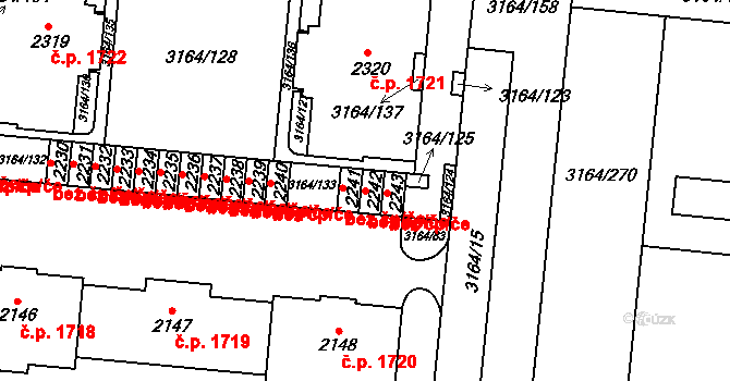 Uherské Hradiště 49904906 na parcele st. 2242 v KÚ Mařatice, Katastrální mapa
