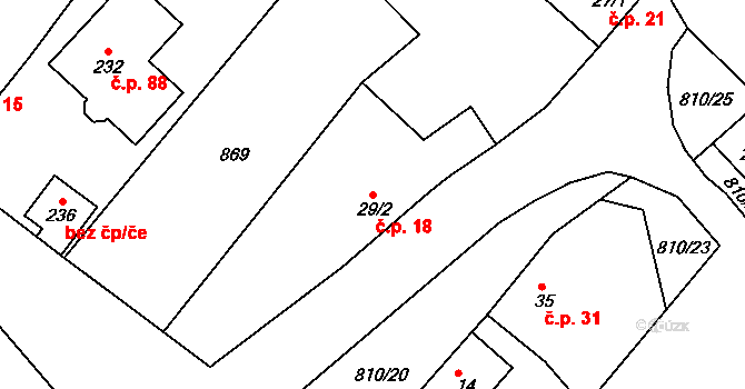 České Zlatníky 18, Obrnice na parcele st. 29/2 v KÚ České Zlatníky, Katastrální mapa