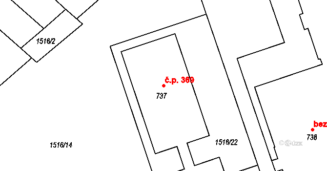 Pozlovice 369 na parcele st. 737 v KÚ Pozlovice, Katastrální mapa