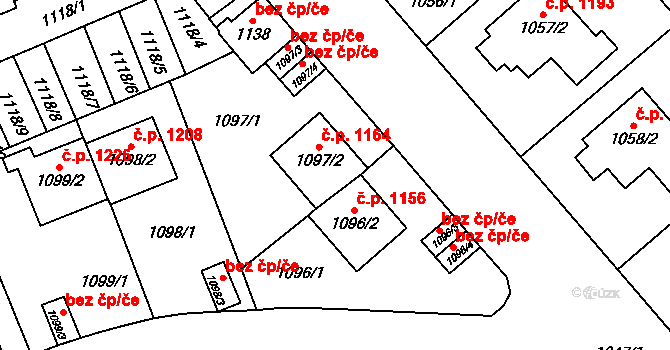Třešť 1164 na parcele st. 1097/2 v KÚ Třešť, Katastrální mapa