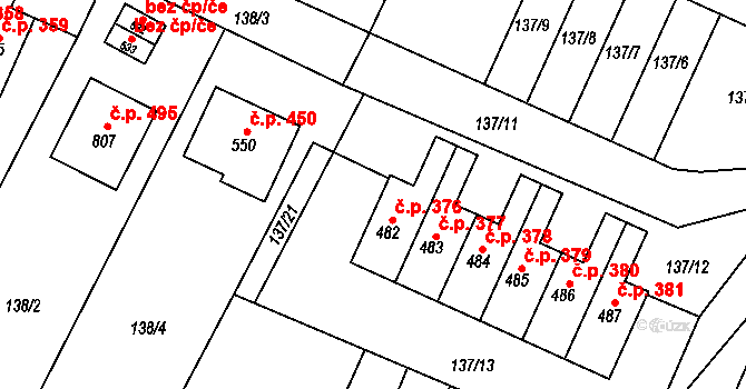 Hýskov 376 na parcele st. 482 v KÚ Hýskov, Katastrální mapa