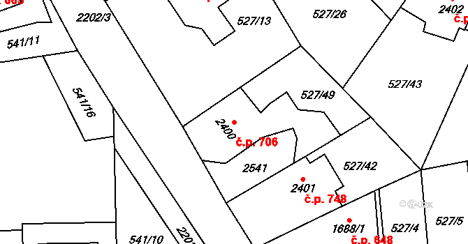 Beroun-Závodí 706, Beroun na parcele st. 2400 v KÚ Beroun, Katastrální mapa