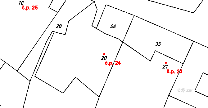 Řepeč 24 na parcele st. 20 v KÚ Řepeč, Katastrální mapa
