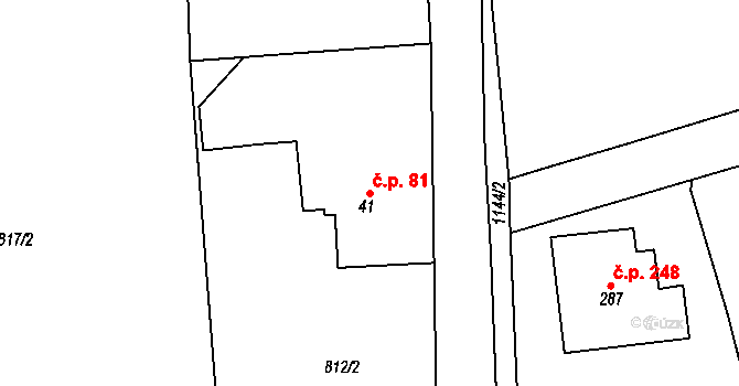 Velká Ves 81, Broumov na parcele st. 41 v KÚ Velká Ves u Broumova, Katastrální mapa