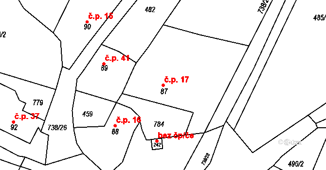 Zájezd 17, Česká Skalice na parcele st. 87 v KÚ Zájezd u České Skalice, Katastrální mapa