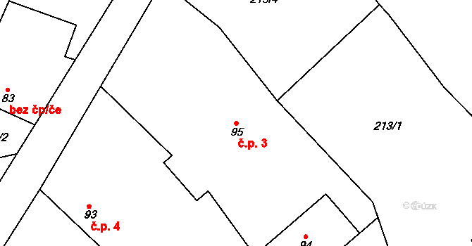 Lukavec 3, Fulnek na parcele st. 95 v KÚ Lukavec u Bílovce, Katastrální mapa