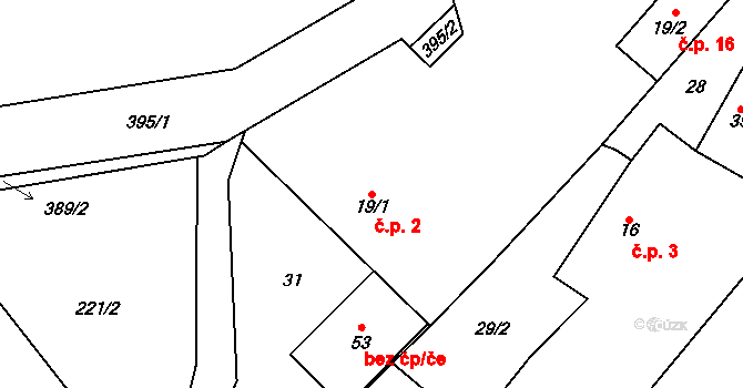 Lhůta 2, Libice nad Doubravou na parcele st. 19/1 v KÚ Lhůta, Katastrální mapa
