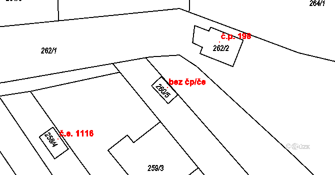 Nový Šaldorf-Sedlešovice 105564907 na parcele st. 260/5 v KÚ Sedlešovice, Katastrální mapa