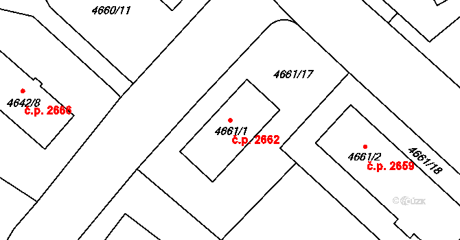 Jihlava 2662 na parcele st. 4661/1 v KÚ Jihlava, Katastrální mapa