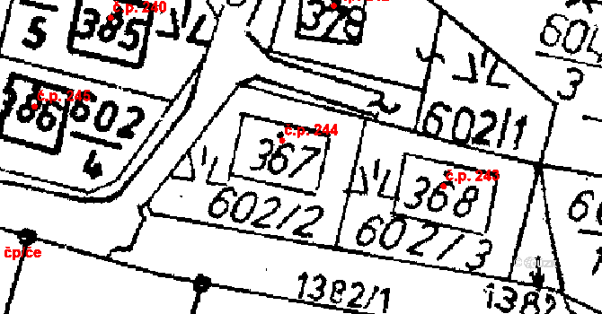 Markvartice 244, Jablonné v Podještědí na parcele st. 367 v KÚ Markvartice v Podještědí, Katastrální mapa