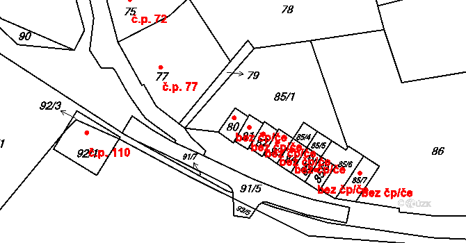 Horní Lhota 110, Blansko na parcele st. 92/1 v KÚ Horní Lhota u Blanska, Katastrální mapa
