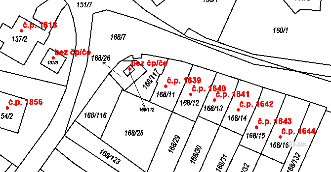 Děčín IV-Podmokly 1639, Děčín na parcele st. 168/11 v KÚ Podmokly, Katastrální mapa