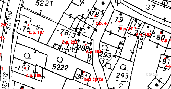 Černošín 198 na parcele st. 288 v KÚ Černošín, Katastrální mapa